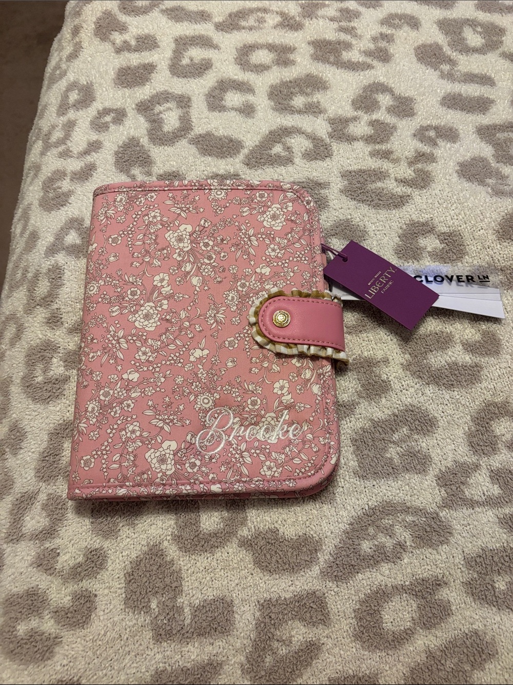 Stoney Clover Lane Liberty embroidered notebook with “Brooke” on it
